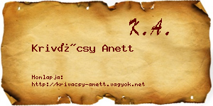 Krivácsy Anett névjegykártya